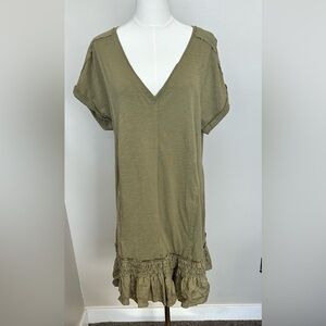 Daily Practice by Anthropologie Solana Ruffled Tunic Dress Olive Small